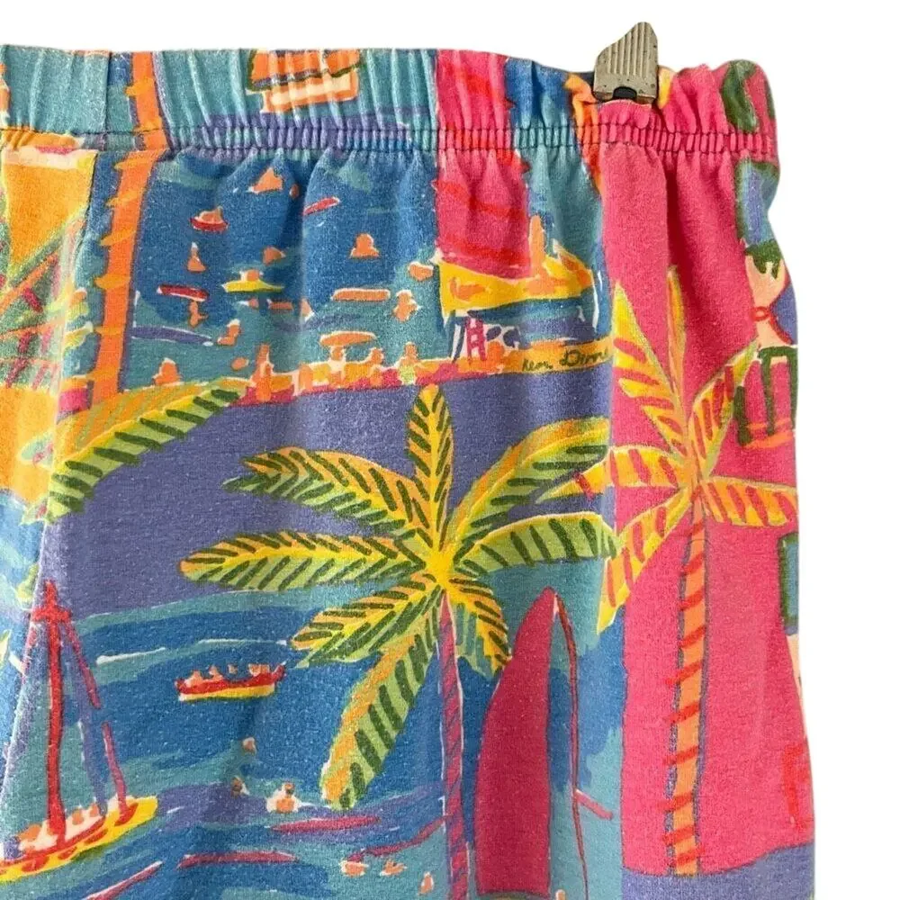 Vintage Ken Done Art & Design Tropical Print Pants Cotton Stretch Size 1X - Picture 7 of 7